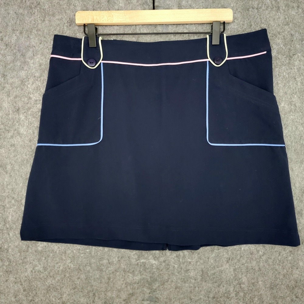 Bette &‎ Court Skort Womens 16 Navy Blue Contrast Piping Pockets Golf Athletic